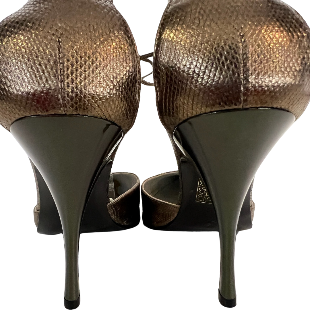 GUCCI Scarpa decolté in pelle color bronzo