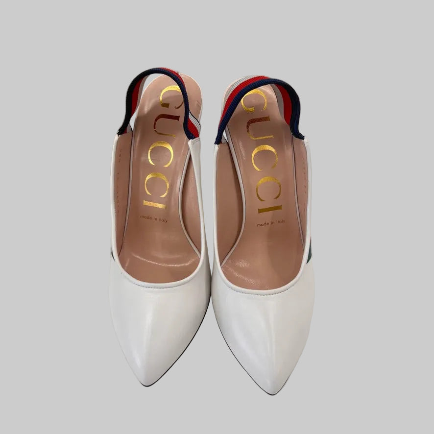 GUCCI Scarpe Slinback Sylvie bianche