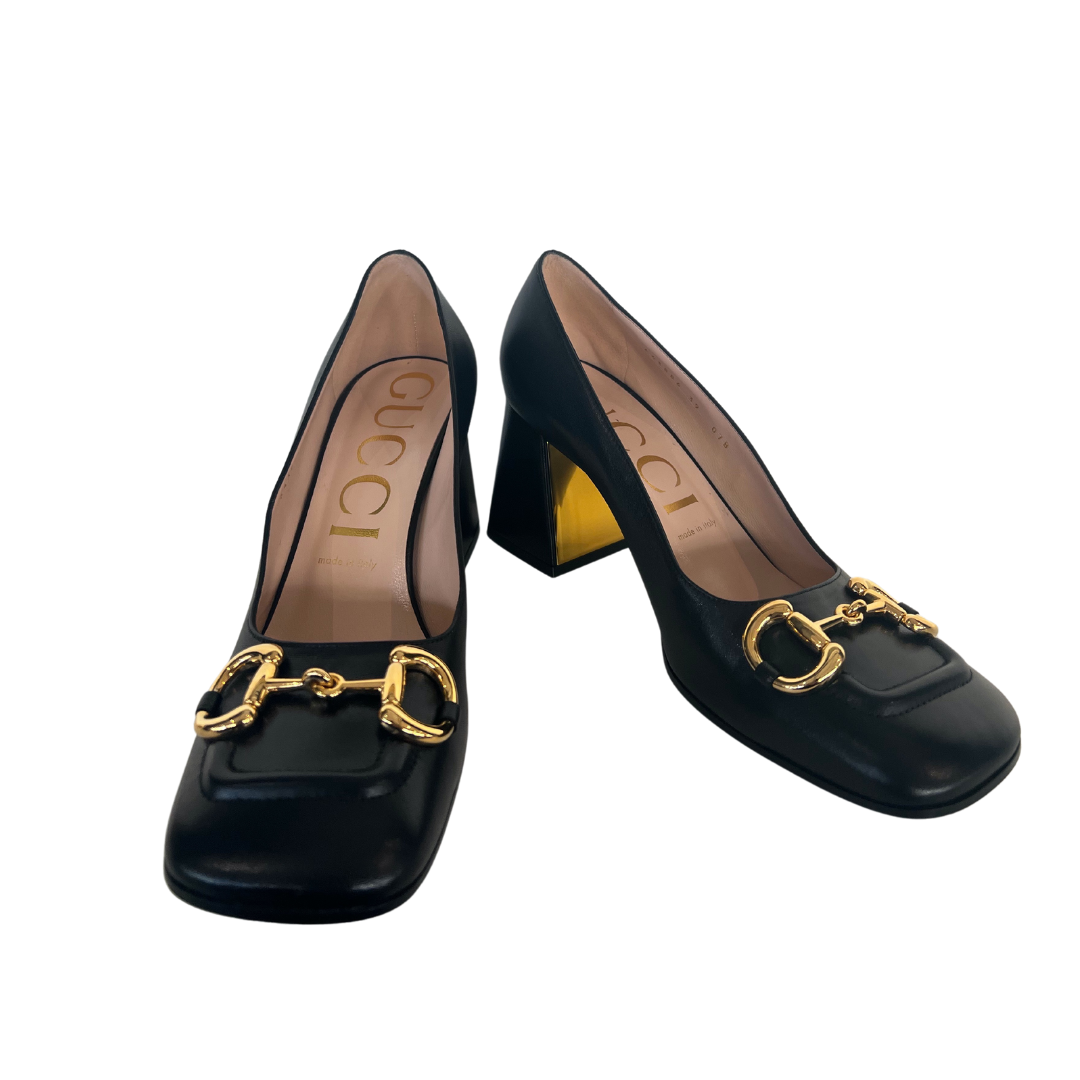 GUCCI Scarpe decollete nera Horsebit con morsetto boutiquepelfini