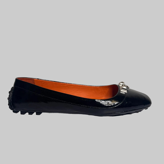 HERMES Ballerine Liberty in vernice nera