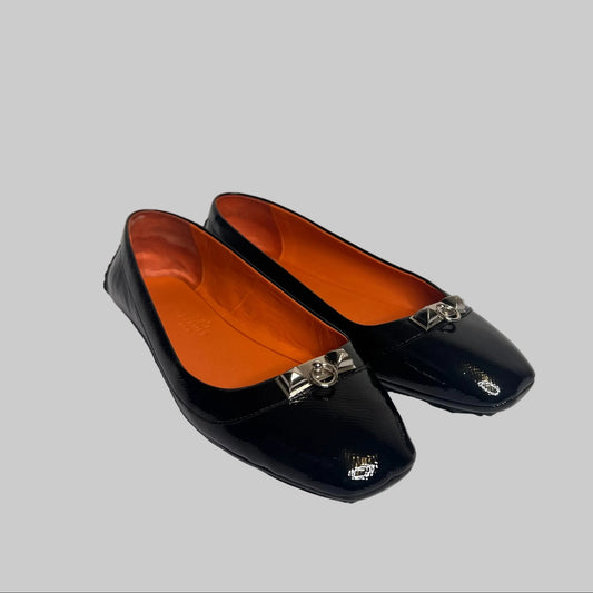HERMES Ballerine Liberty in vernice nera