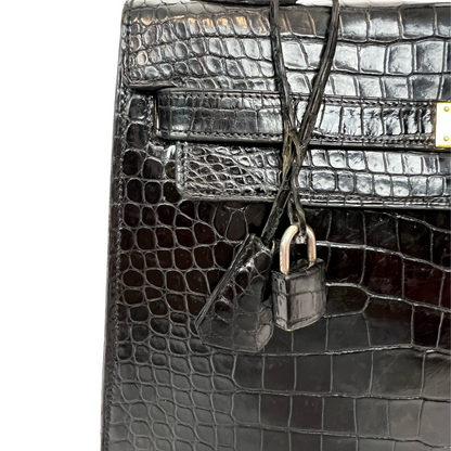 HERMES Borsa Kelly 32 in coccodrillo nera