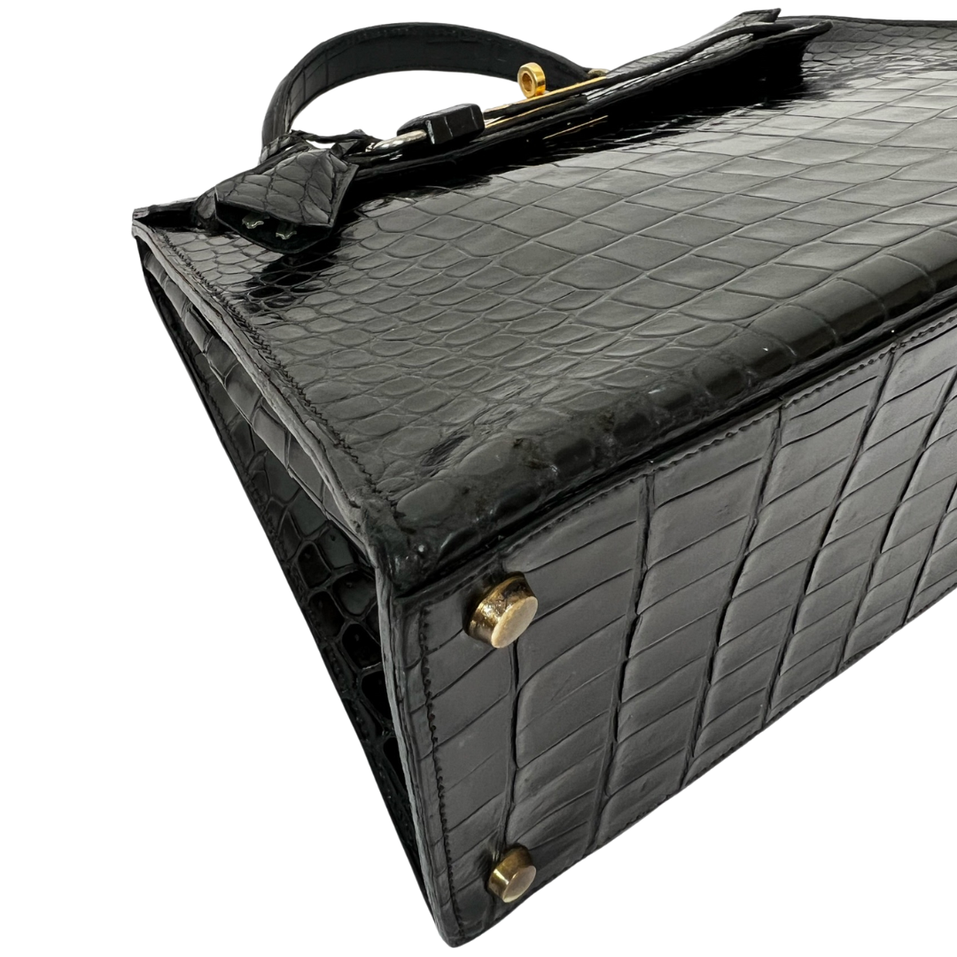 HERMES Borsa Kelly 32 in coccodrillo nera