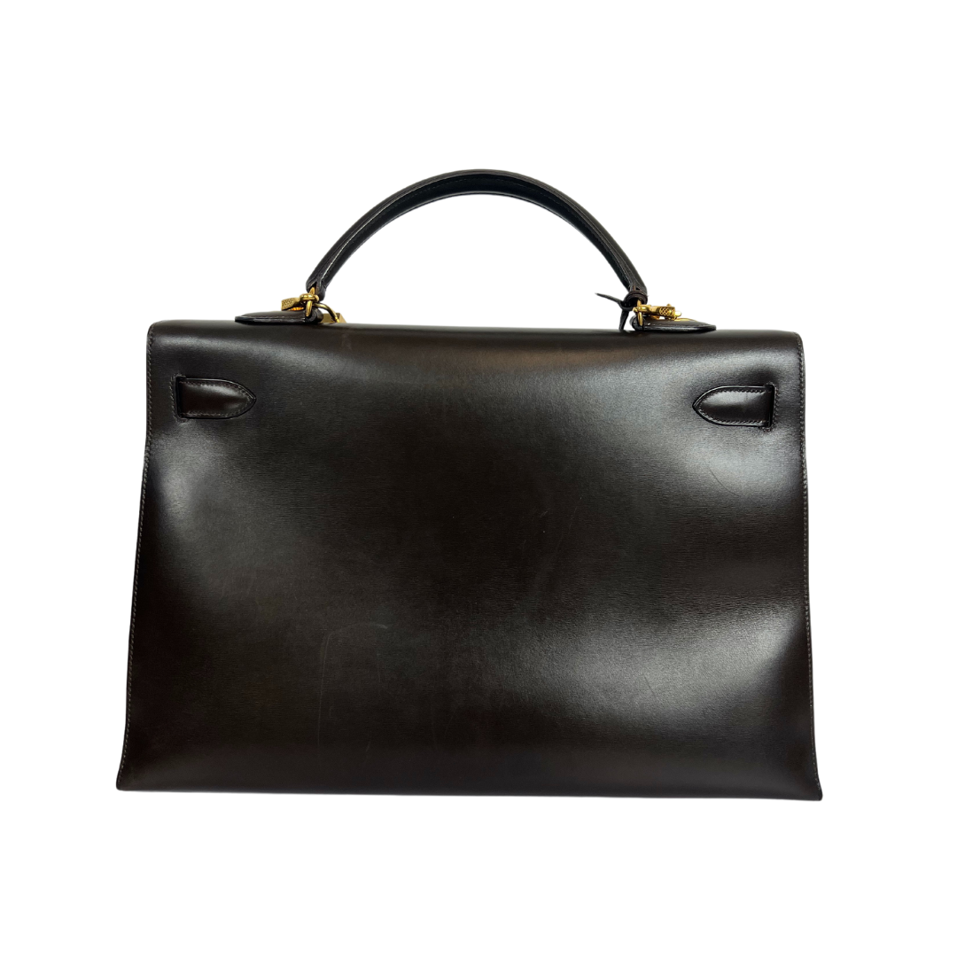 HERMES Borsa Kelly 40 in pelle box marrone 