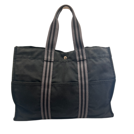 HERMES Borsa shopping nera in canvas