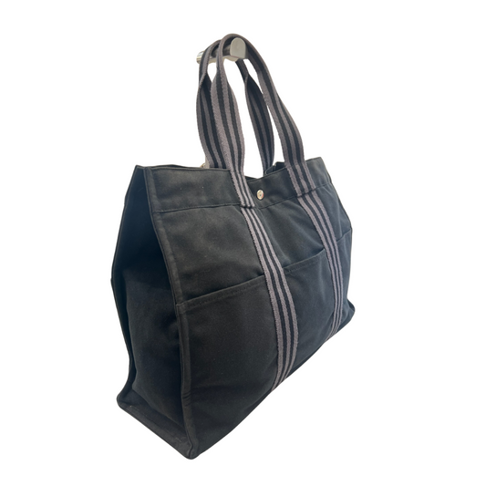 HERMES Borsa shopping nera in canvas
