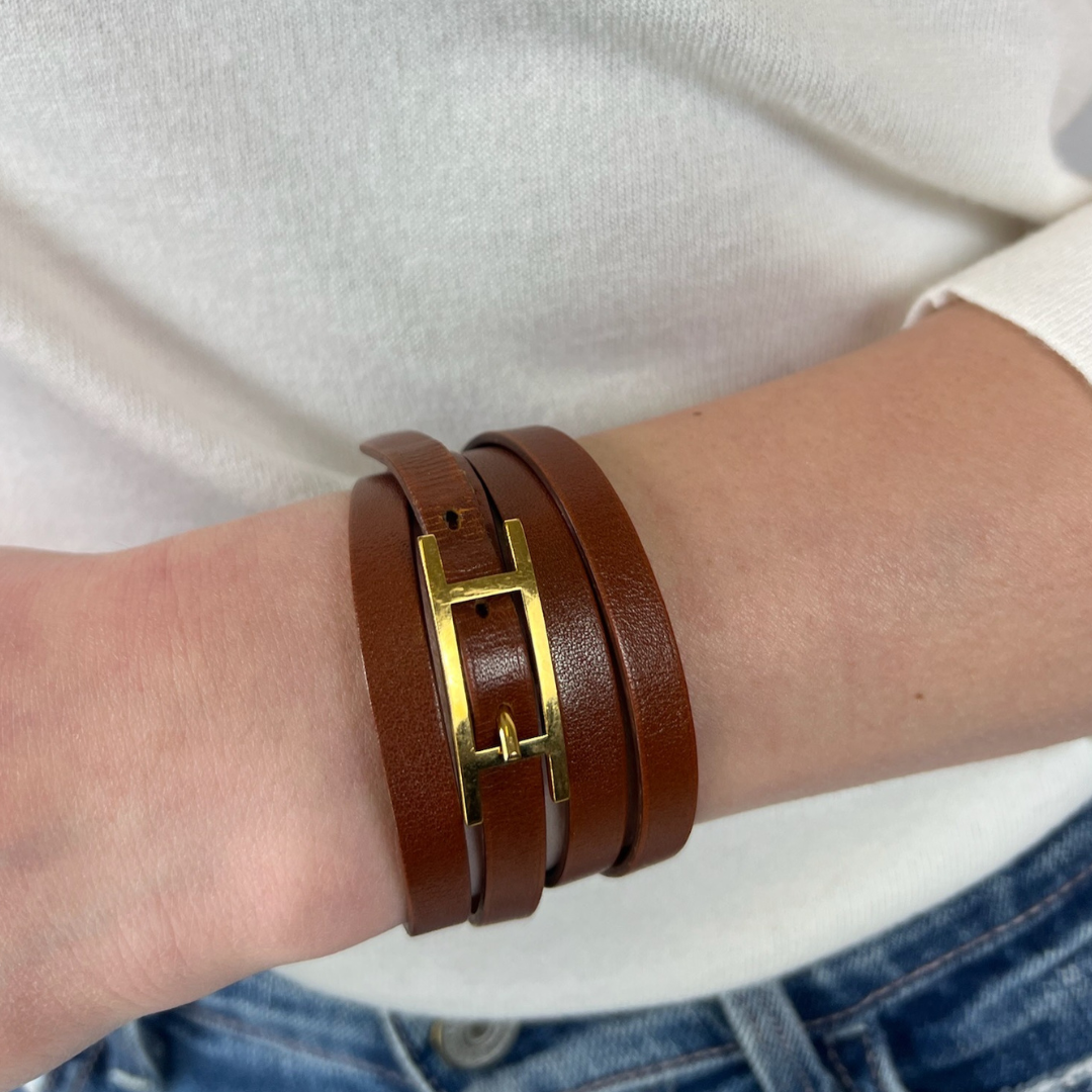 HERMES Bracciale Behapi Double cuoio