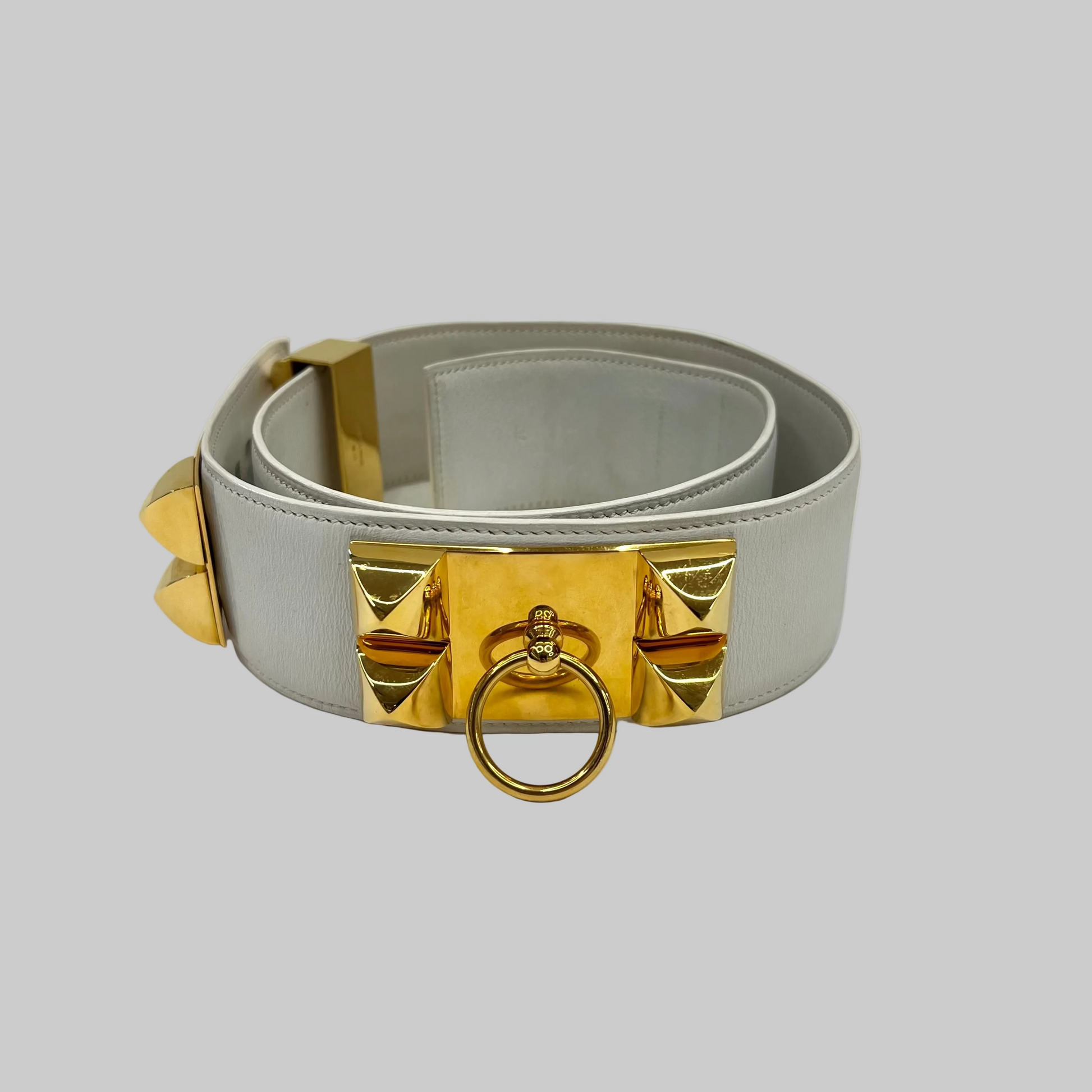 HERMES Cintura Collier de Chien 50 bianca