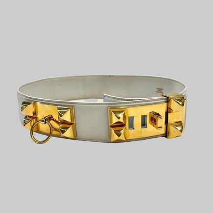 HERMES Cintura Collier de Chien 50 bianca