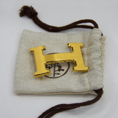 HERMES Cintura blu notte reversibile marrone con fibbia H oro satinato