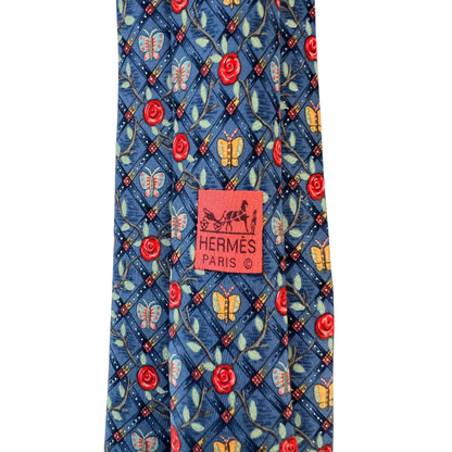 HERMES Cravatta in seta blu