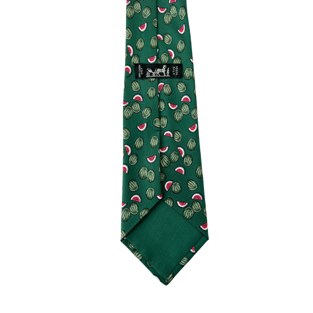 HERMES Cravatta seta verde con angurie