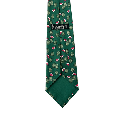 HERMES Cravatta seta verde con angurie
