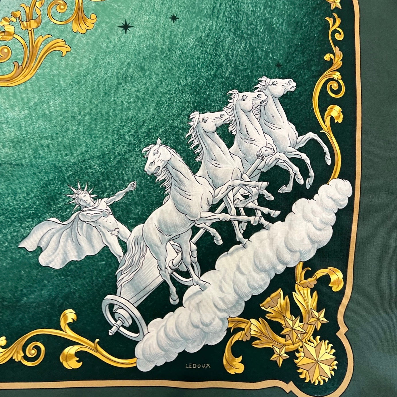 HERMES Foulard carrè 90 Cosmos verde