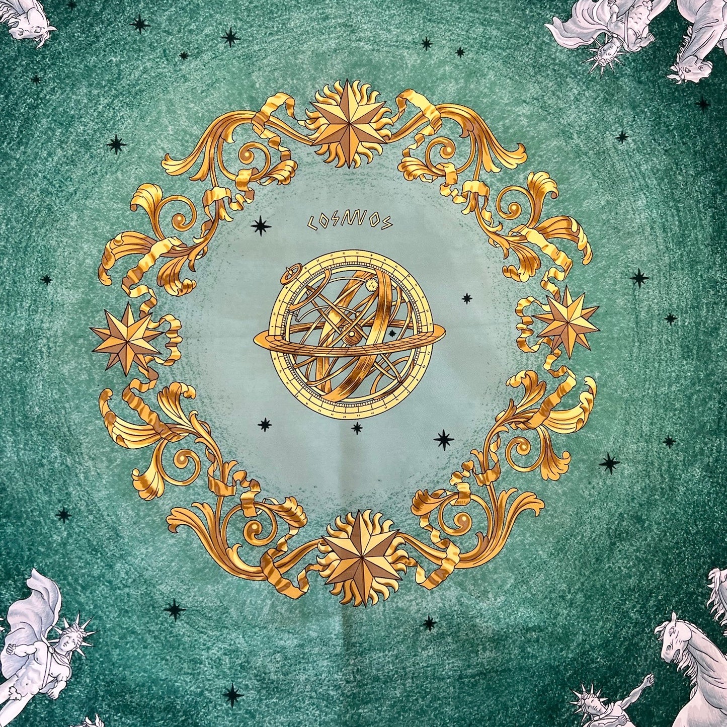 HERMES Foulard carrè 90 Cosmos verde