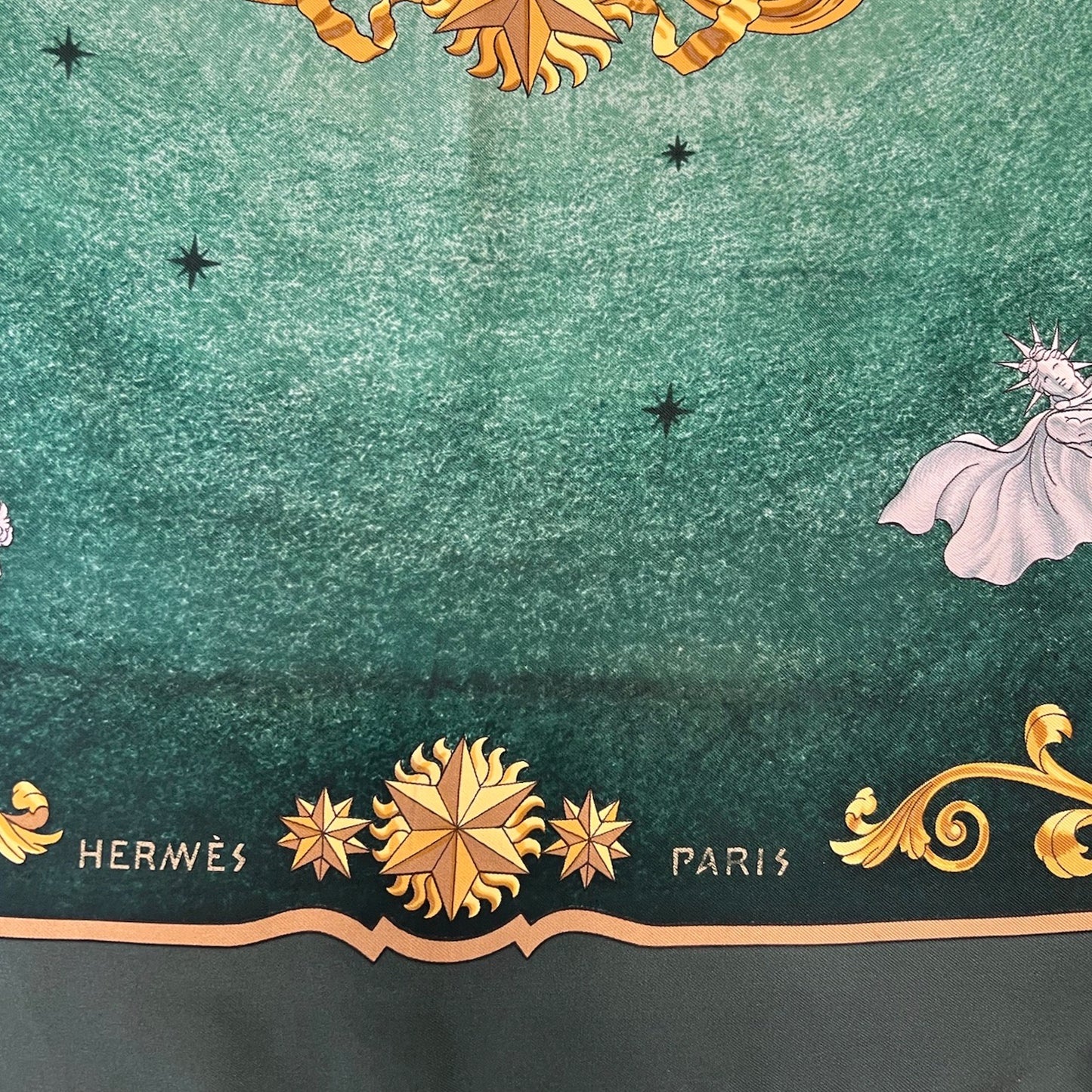 HERMES Foulard carrè 90 Cosmos verde