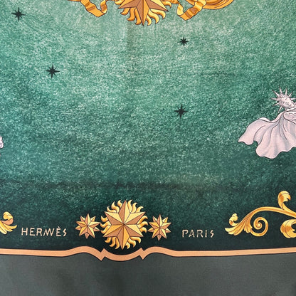 HERMES Foulard carrè 90 Cosmos verde