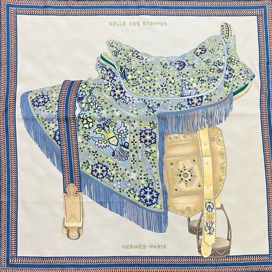 HERMES Foulard in seta carrè "Selle des Steppes"