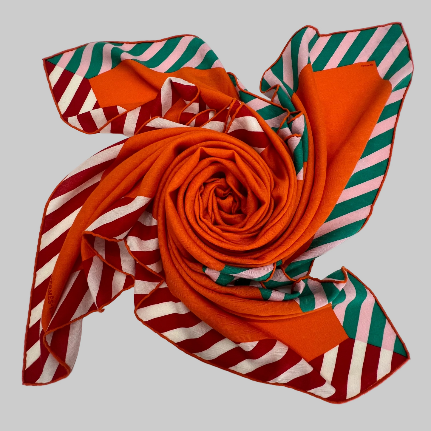 HERMES Foulard scialle maxi cashmere e seta arancione