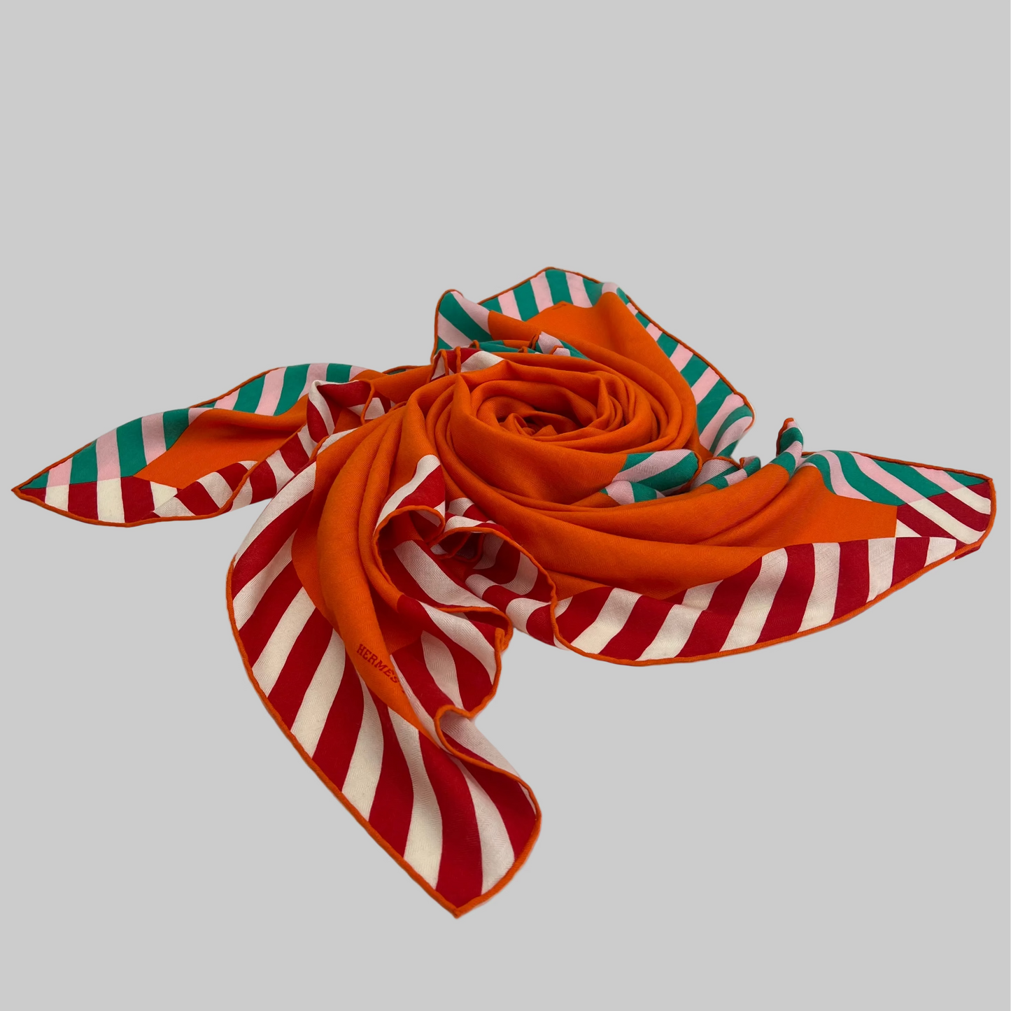 HERMES Foulard scialle maxi cashmere e seta arancione
