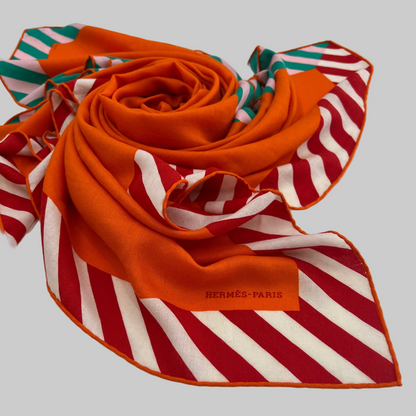 HERMES Foulard scialle maxi cashmere e seta arancione
