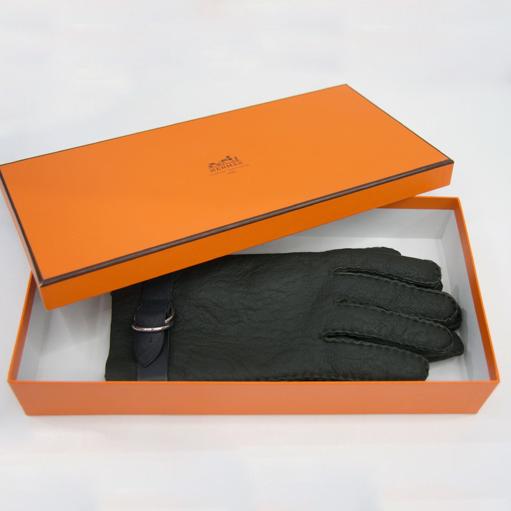 HERMES Guanti in pelle di montone nero