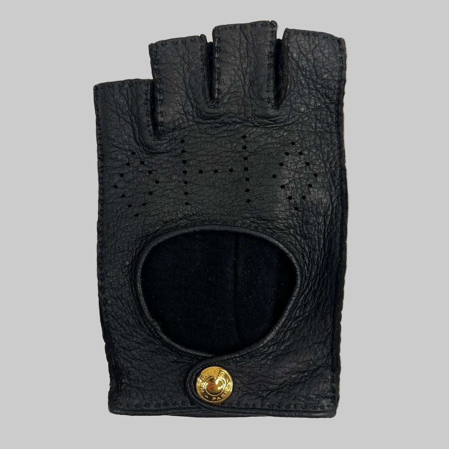 HERMES Guanti senza dita in nappa nera