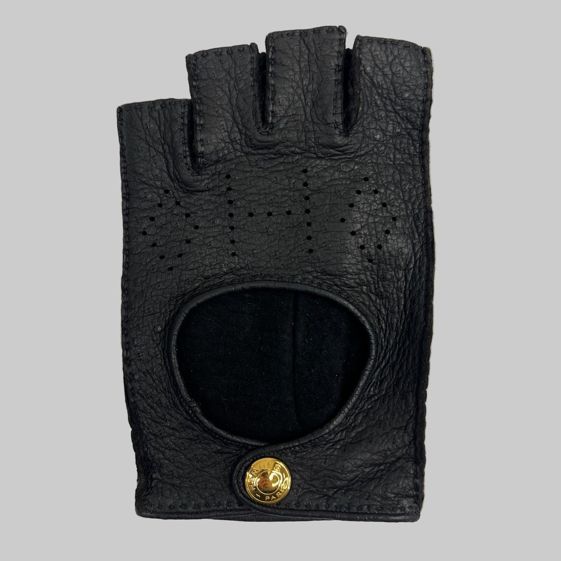 HERMES Guanti senza dita in nappa nera