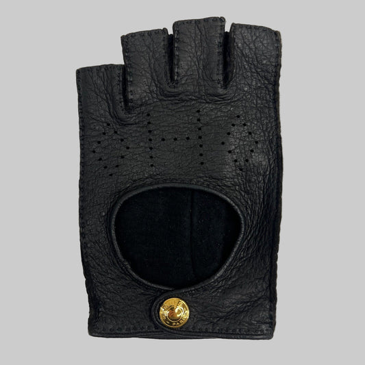 HERMES Guanti senza dita in nappa nera