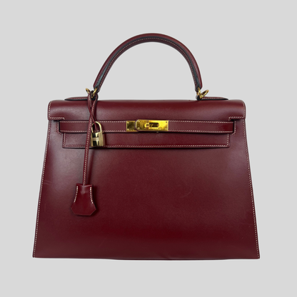 HERMES Kelly 32 in pelle box bordeaux
