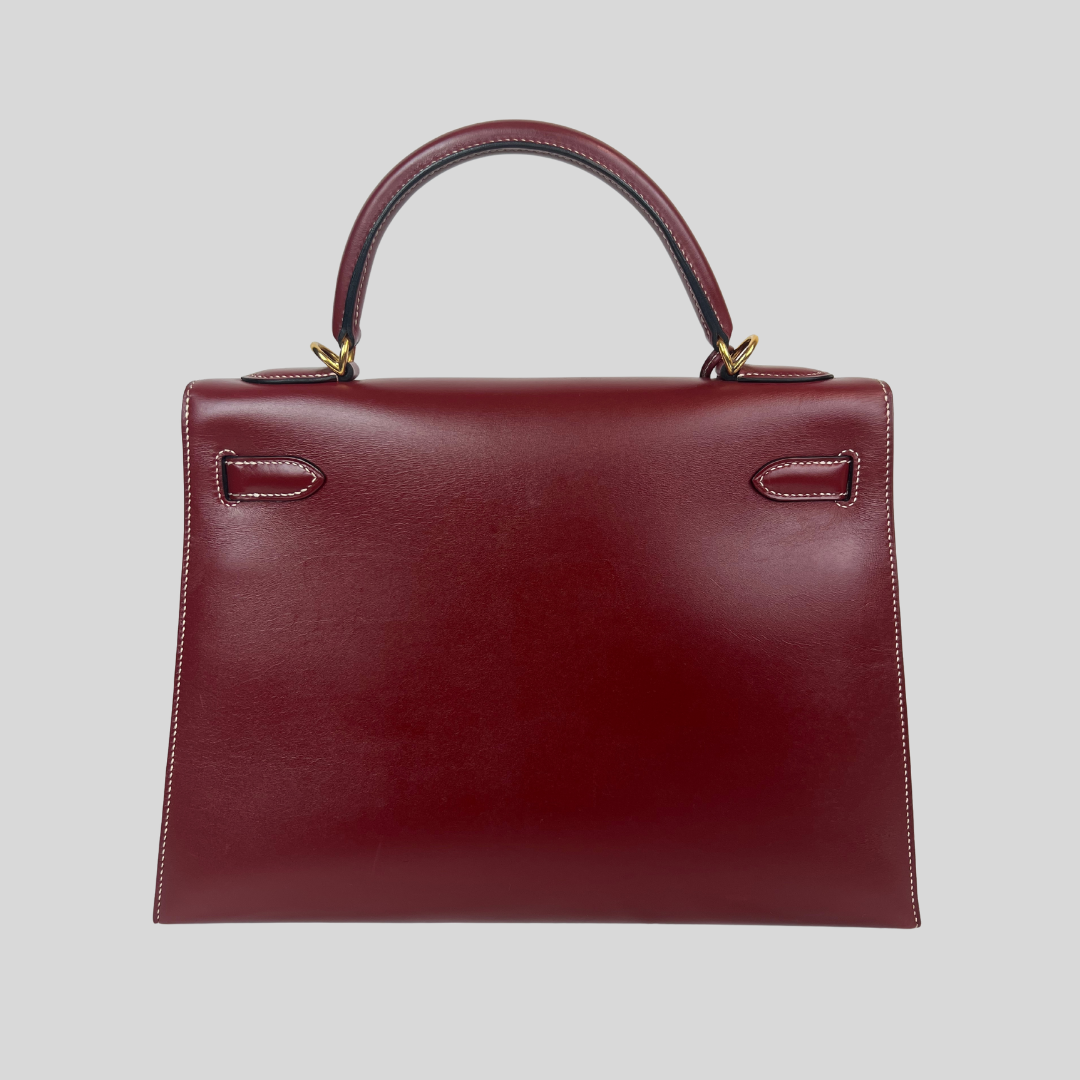 HERMES Kelly 32 in pelle box bordeaux