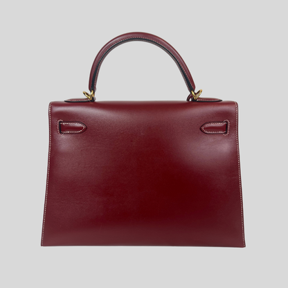 HERMES Kelly 32 in pelle box bordeaux