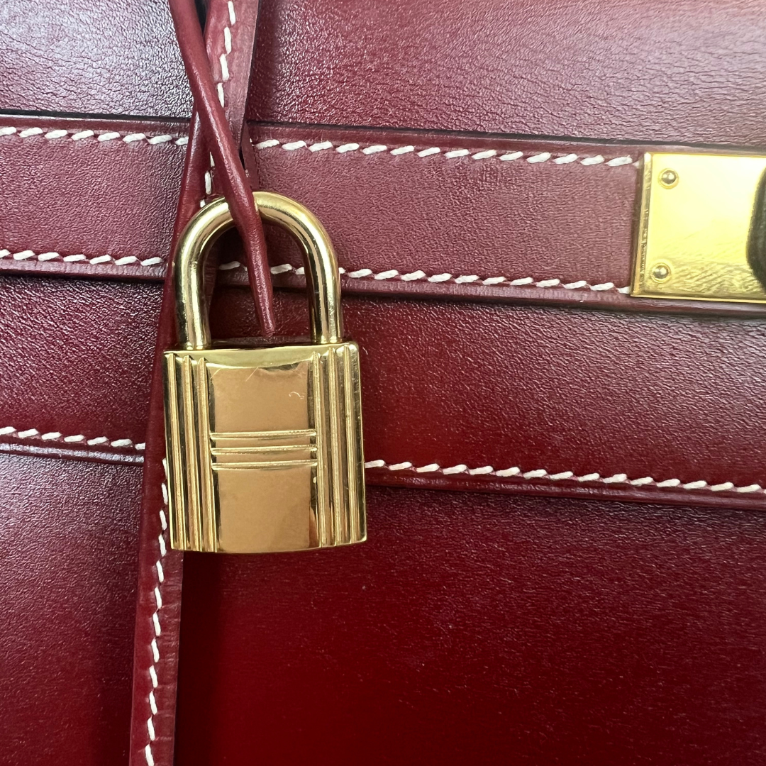 HERMES Kelly 32 in pelle box bordeaux
