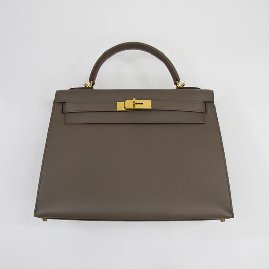 HERMES Kelly 32 in pelle epsom gris etain