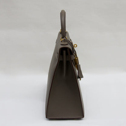 HERMES Kelly 32 in pelle epsom gris etain
