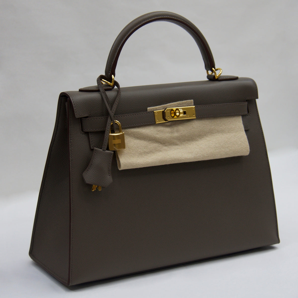 HERMES Kelly 32 in pelle epsom gris etain