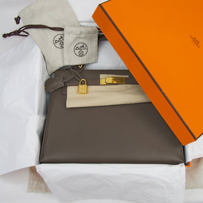 HERMES Kelly 32 in pelle epsom gris etain