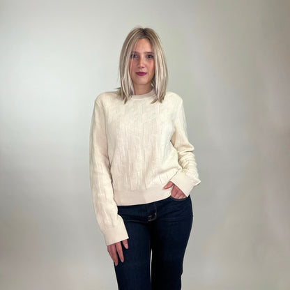 HERMES Maglione a maniche lunghe con motivo a “H” bianco naturale