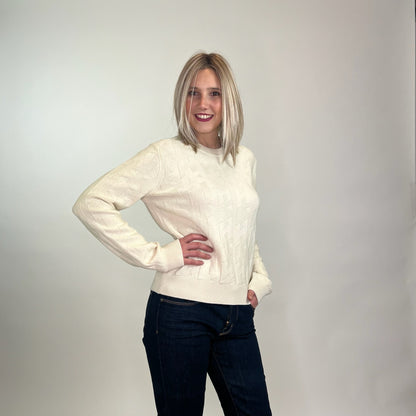 HERMES Maglione a maniche lunghe con motivo a “H” bianco naturale