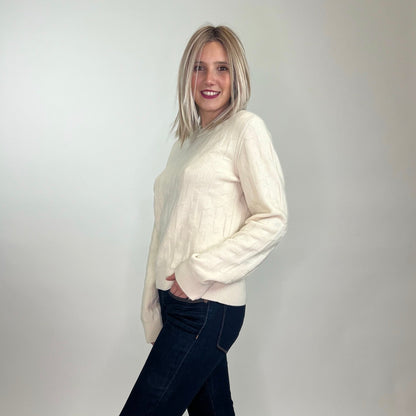 HERMES Maglione a maniche lunghe con motivo a “H” bianco naturale