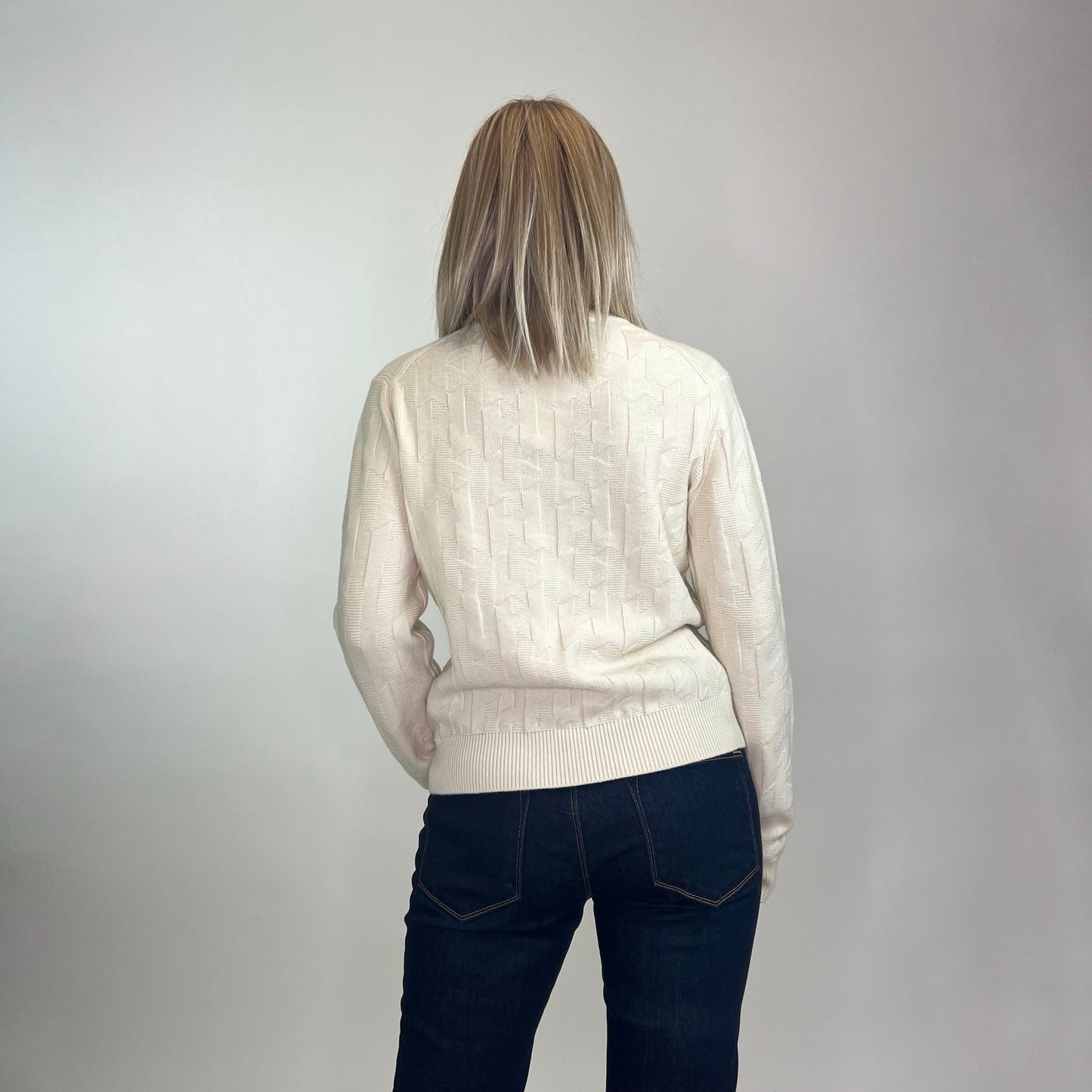 HERMES Maglione a maniche lunghe con motivo a “H” bianco naturale