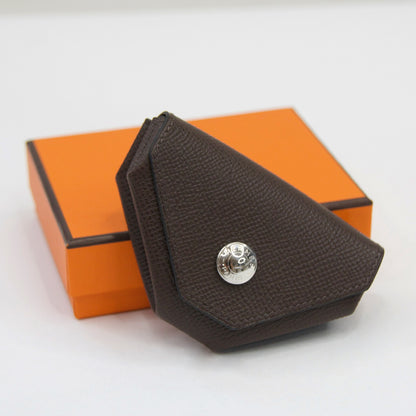 HERMES Porta monete in pelle marrone
