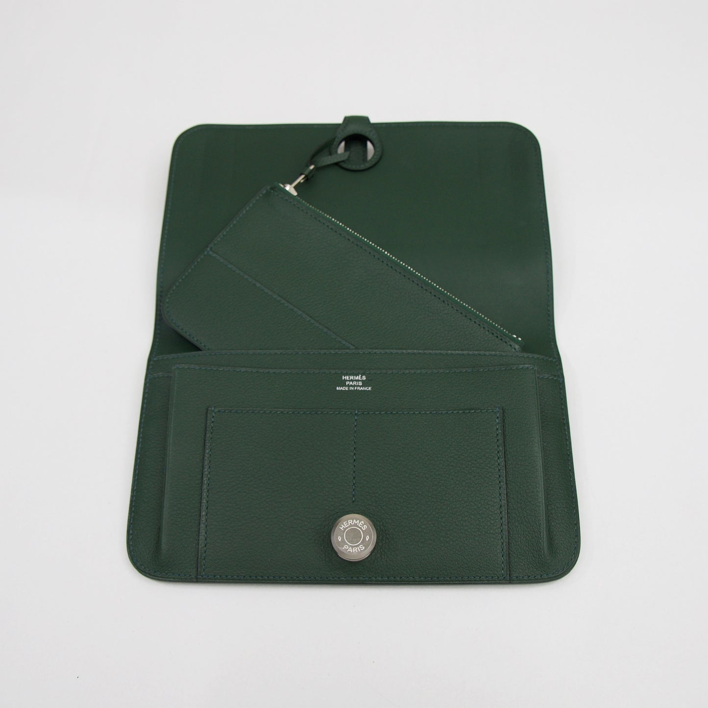 HERMES Portafoglio in pelle verdone "Dogon"