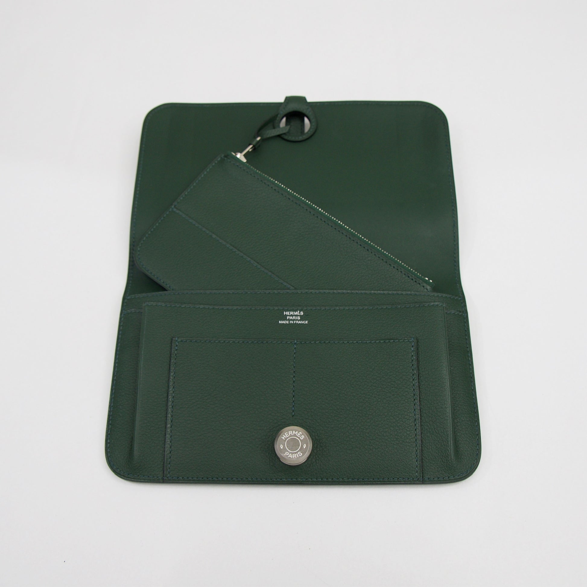 HERMES Portafoglio in pelle verdone "Dogon"