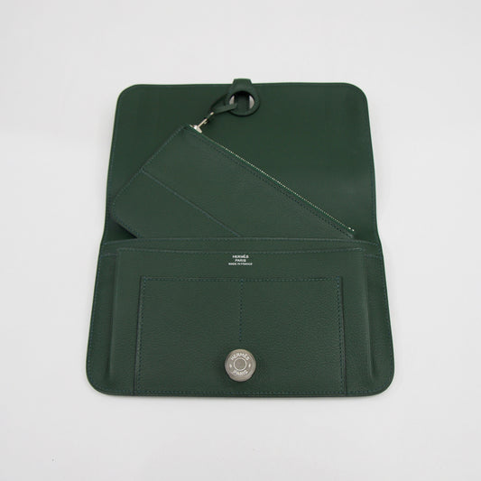 HERMES Portafoglio in pelle verdone "Dogon"