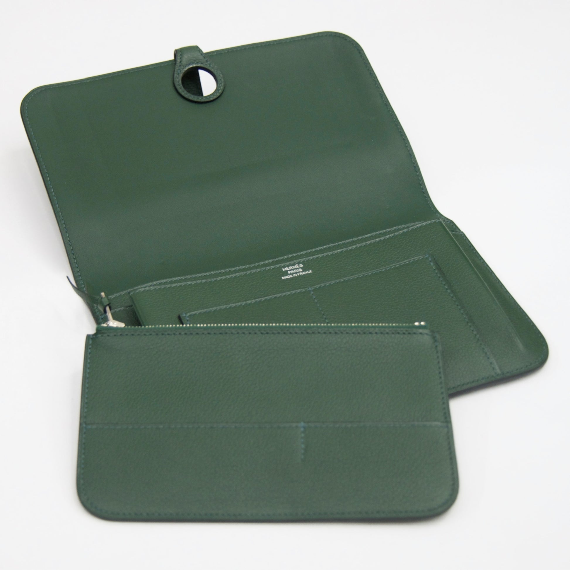 HERMES Portafoglio in pelle verdone "Dogon"