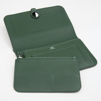 HERMES Portafoglio in pelle verdone "Dogon"