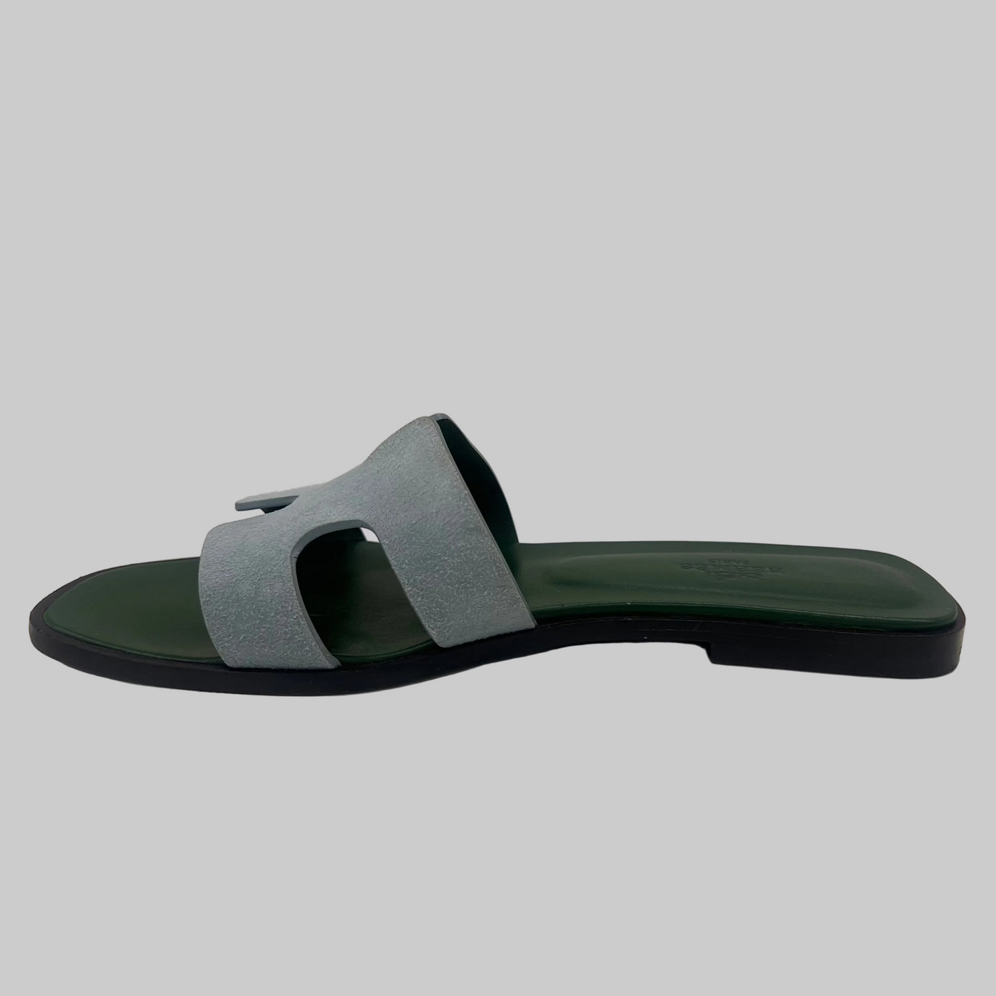 HERMES Sandali Oran bicolor verde e azzurro
