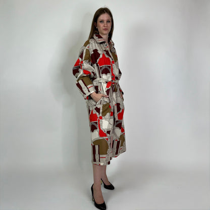 HERMES Trench lungo in cotone con stampa “Grand Manège”