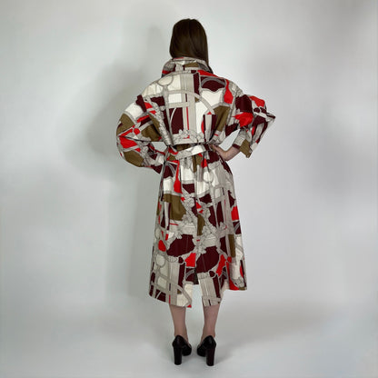 HERMES Trench lungo in cotone con stampa “Grand Manège”